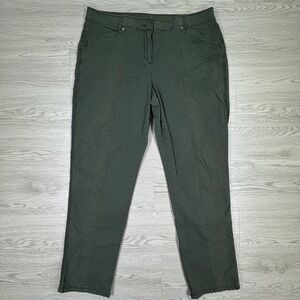 Chico's Women's Ankle Pants Green Size 2 Stretch‎ Cotton Seam Detail Casual